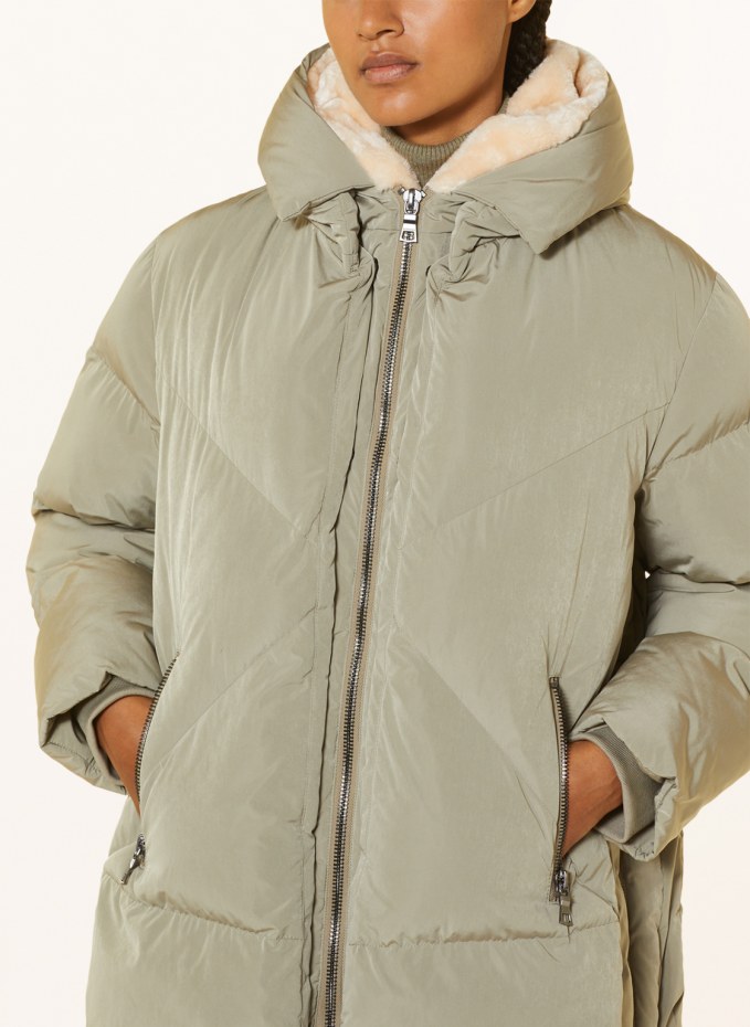 BLONDE No.8 Quilted jacket FROST with faux fur in olive