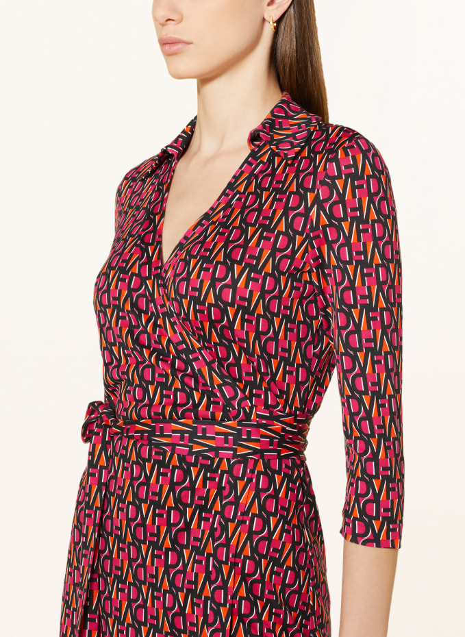 DIANE VON FURSTENBERG Wrap dress NEW JEANNE made of silk in black orange pink