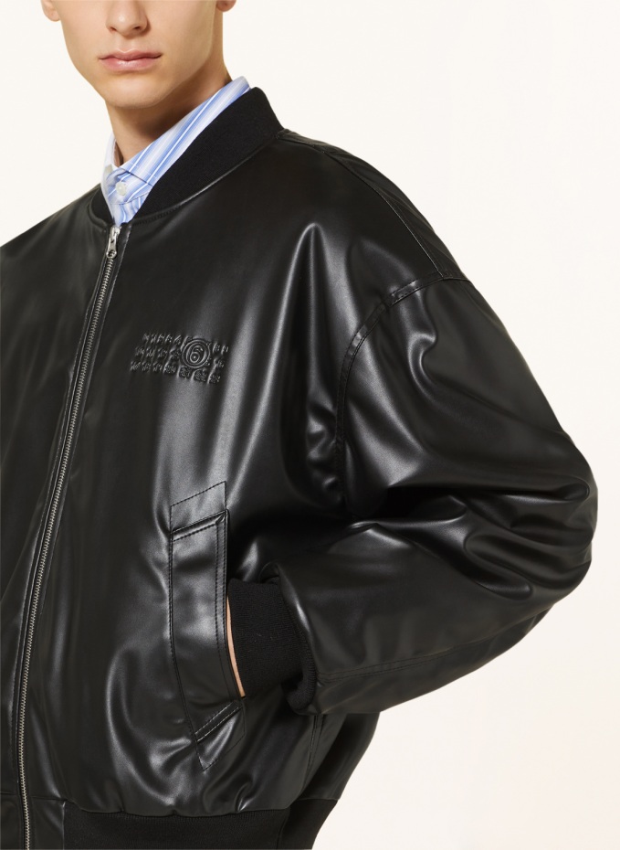 MM6 Maison Margiela Bomber jacket in leather look in black