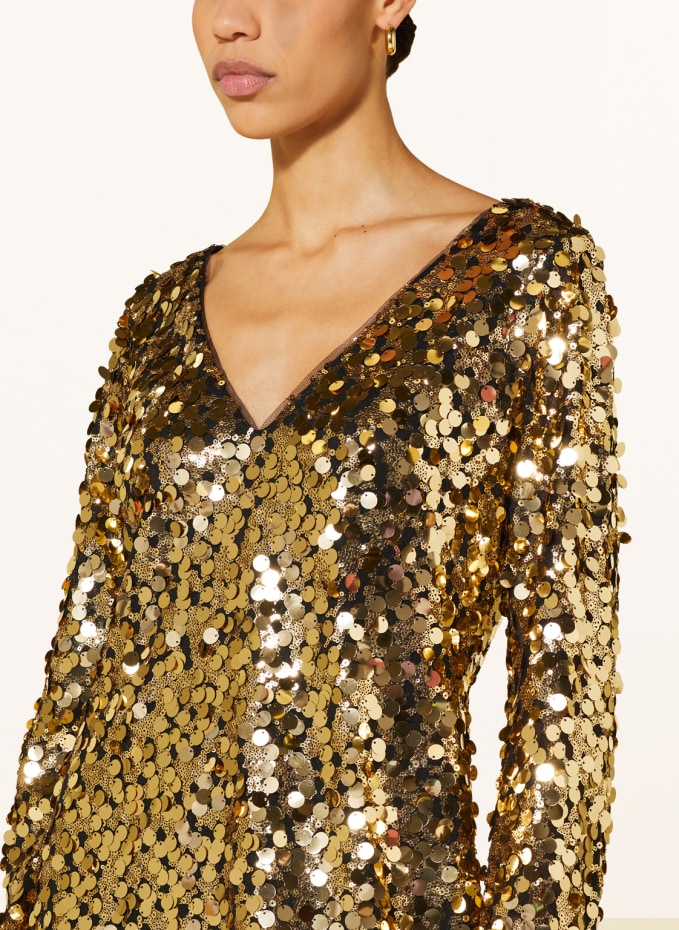 ADRIANNA PAPELL Dress with sequins in gold