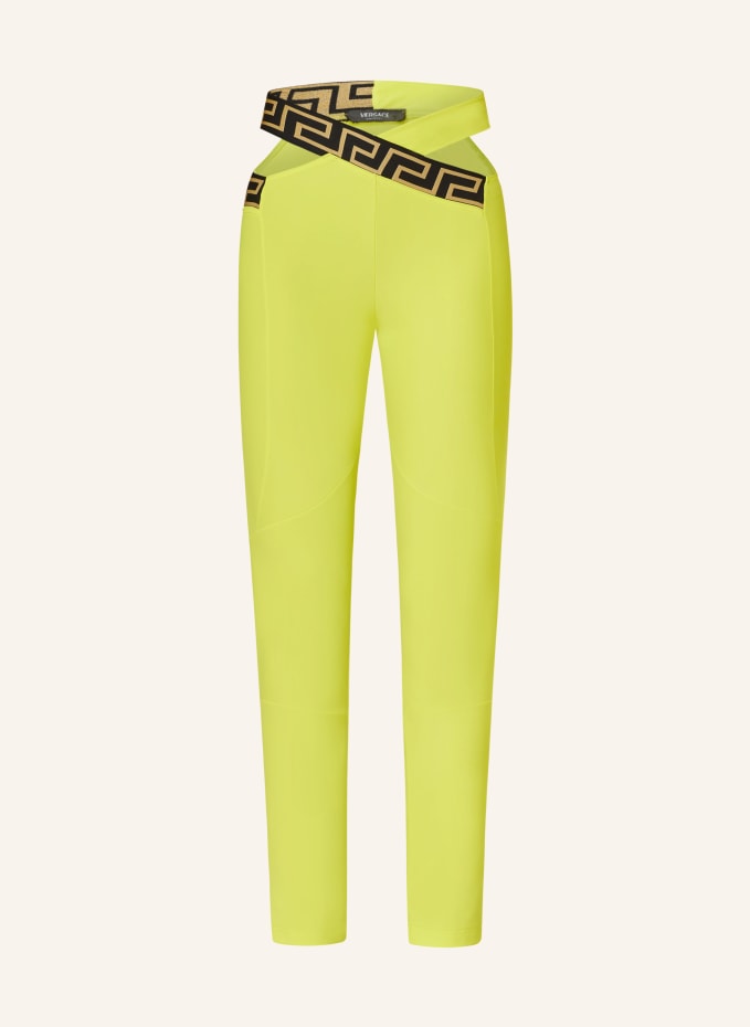 VERSACE Tights with cut-out in neon yellow/ black/ gold