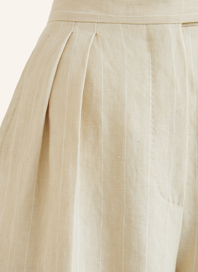 【送料関税込み】Max Mara Rauche Linen Trousers Wide linen trousers, tobacco | 