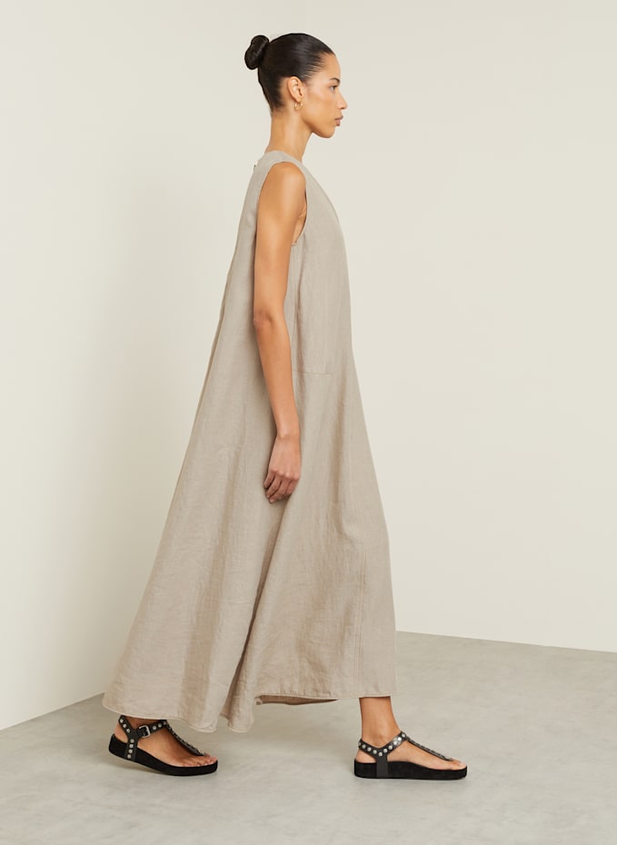Max Mara Linen dress SIMEONE in taupe