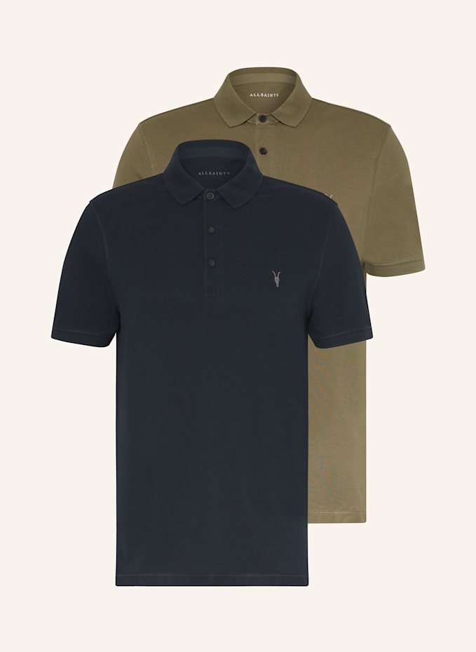 ALLSAINTS 2er Pack Pique Poloshirts REFORM SS in dunkelblau oliv