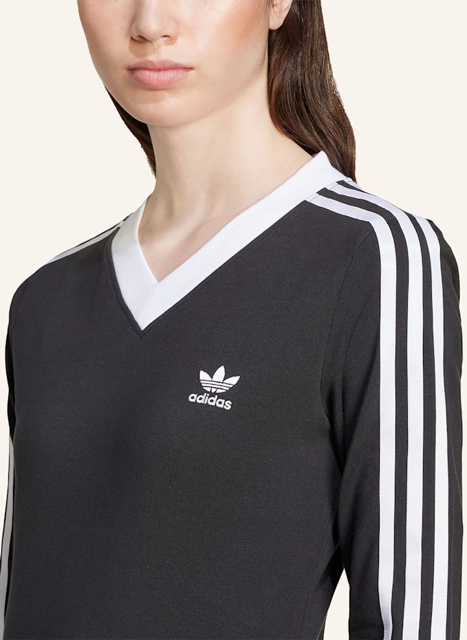 adidas Originals Long sleeve shirt V-NECK in black/ white