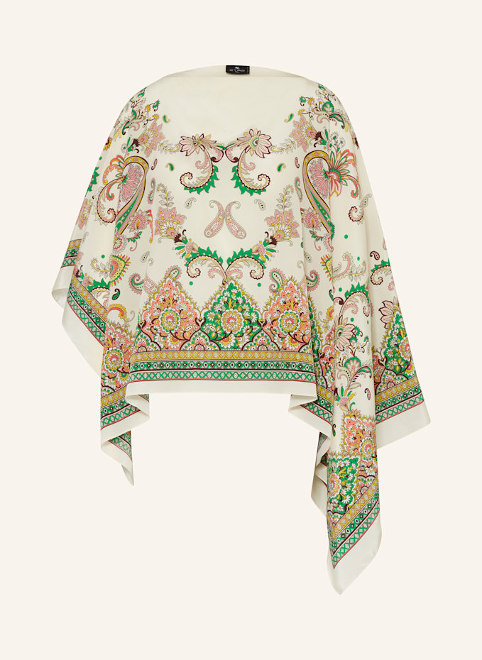 ポンチョ・ケープ Etro Cream Silk Poncho With Floral Paisley Print Etro Printed Silk Poncho | Neiman Marcus