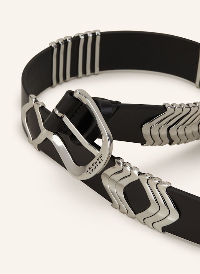 ISABEL MARANT Leather belt TEHORAH in black / silver display picture 1