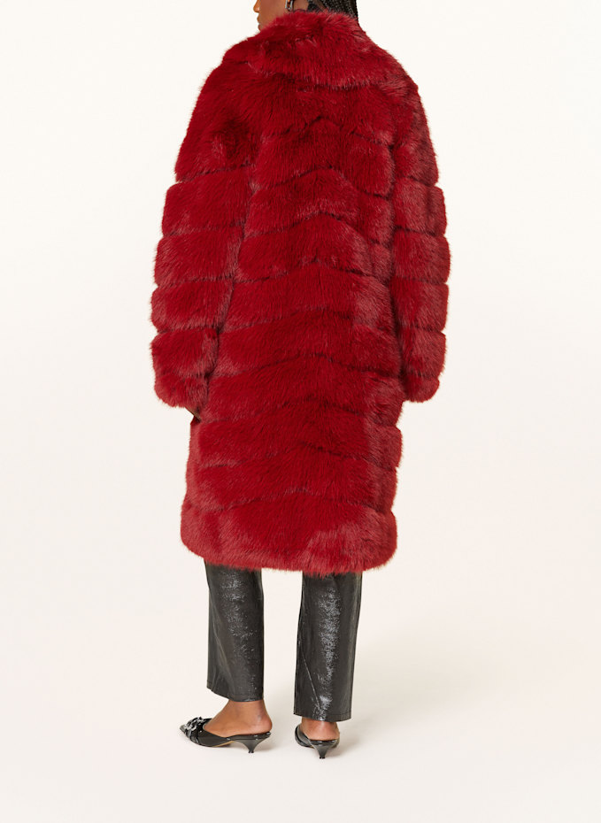 Red bubble faux fur coat top