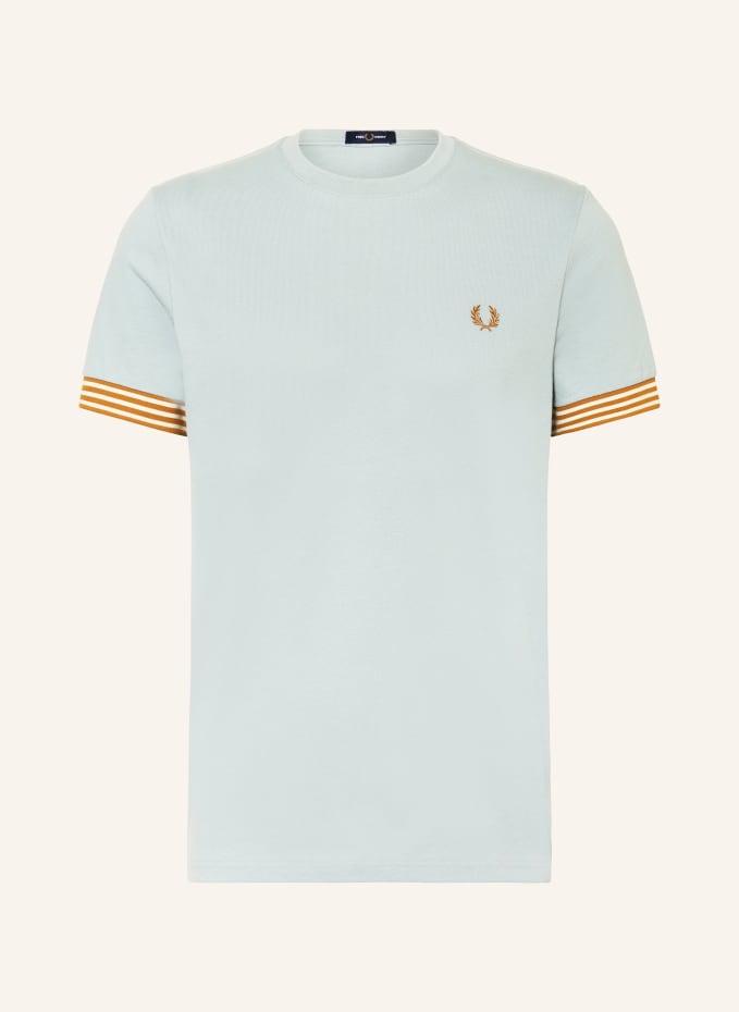 FRED PERRY Piqué T-shirt in white/ dark yellow