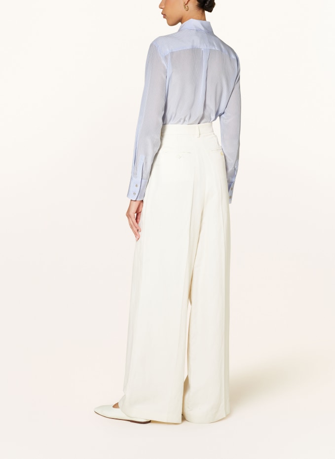 Max Mara STUDIO Shirt blouse PAGINE in silk in white/ blue