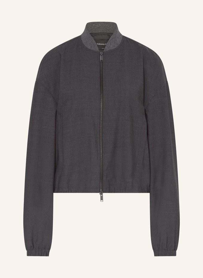 ブルゾン FABIANA FILIPPI Bomber jacket in Platinum with ball pins Fabiana Filippi Bomber Jacket In Platinum With Ball Pins
