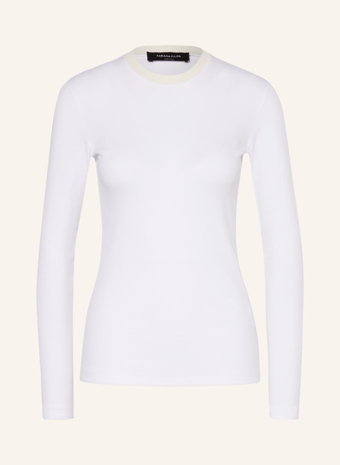 FABIANA FILIPPI Long sleeve shirt with glitter thread in white