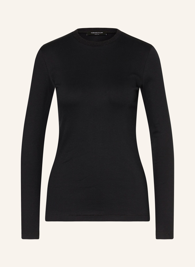 FABIANA FILIPPI Long sleeve shirt with glitter thread in white