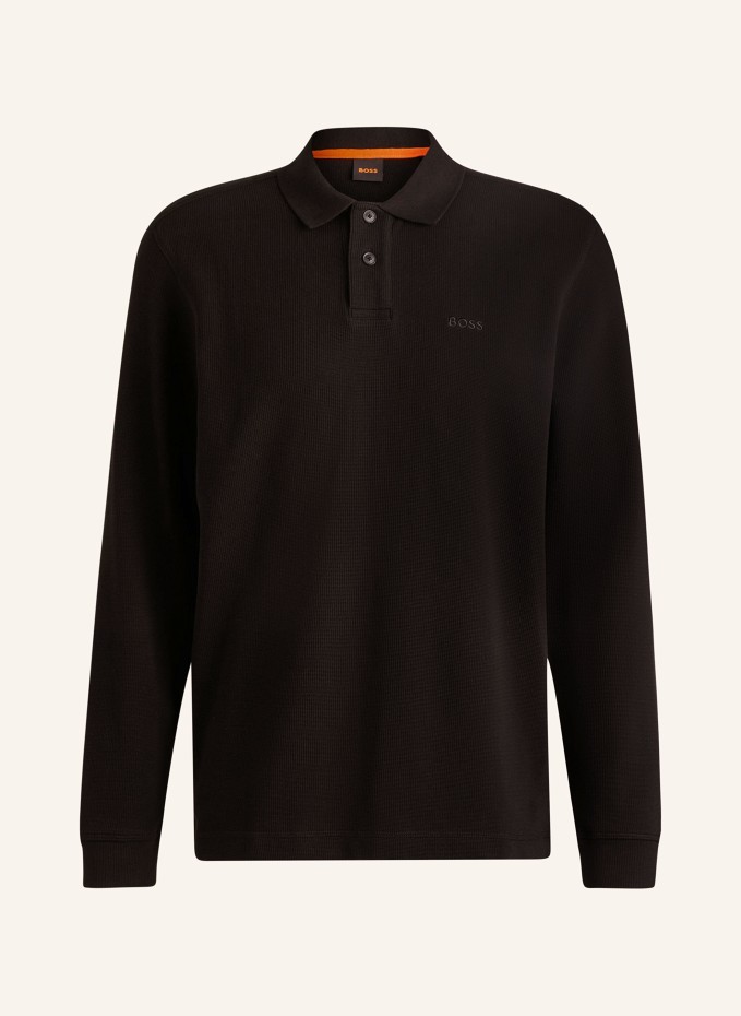 BOSS Piqué polo shirt PETE regular fit in black