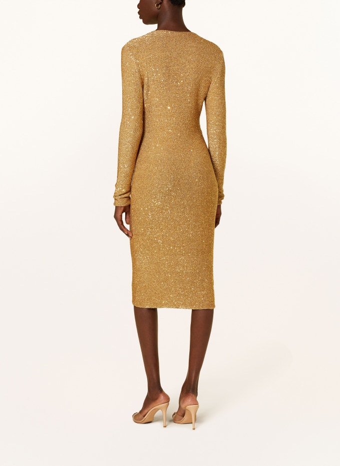 FABIANA FILIPPI Sheath dress in knit fabric with sequins in gold