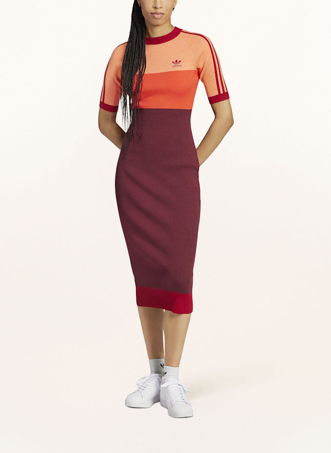 adidas Originals Knit dress in salmon orange dark red