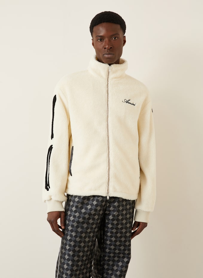 AMIRI BONES teddy fur jacket in white