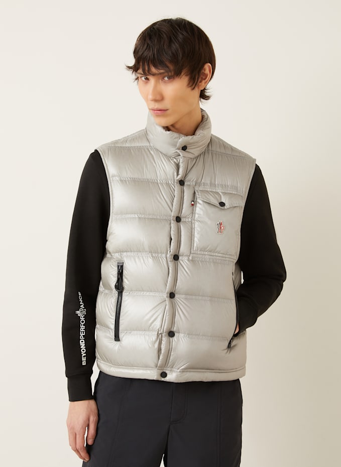 MONCLER GRENOBLE NANTU down vest in light gray