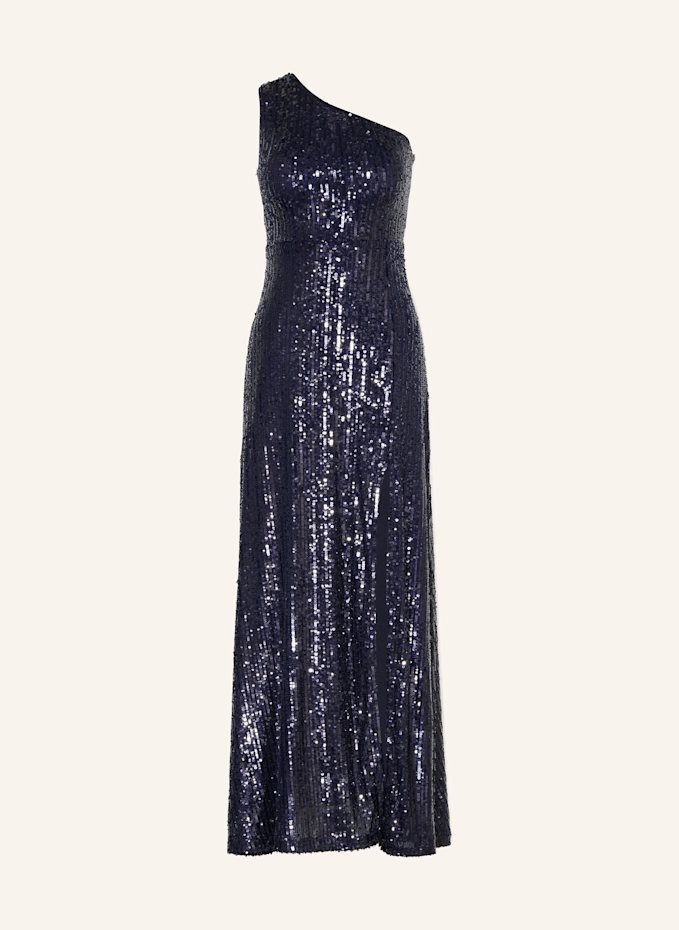 APART One-shoulder dress with sequins in dark green