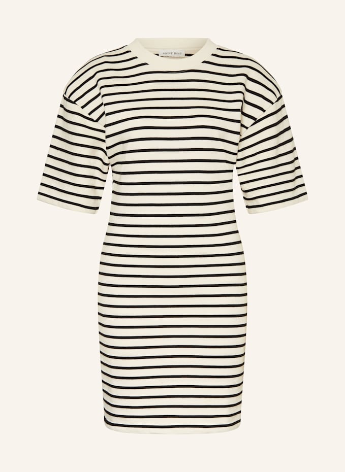 ANINE BING MONA sweat dress with 3/4 sleeves in ecru / black