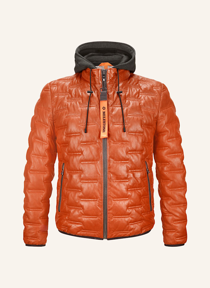 Damen Strickjacken Milestone Lederjacke Orange MILESTONE