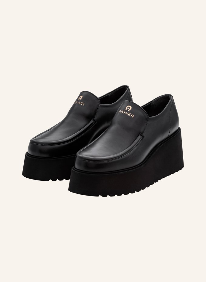 AIGNER Loafer Plateau Booties 12 in schwarz