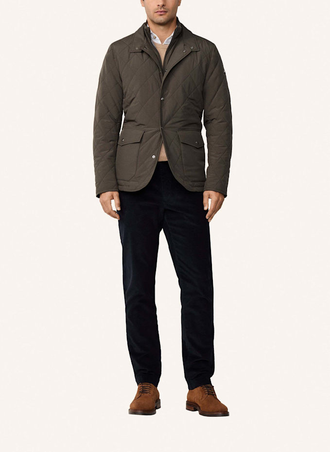 HACKETT LONDON Quilted jacket with facing in khaki