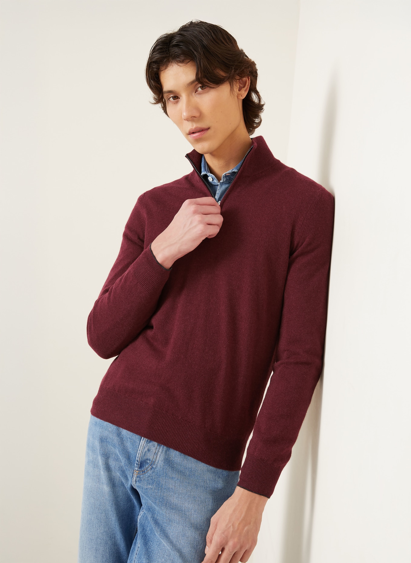 BRUNELLO CUCINELLI Cashmere-Troyer: DUNKELROT