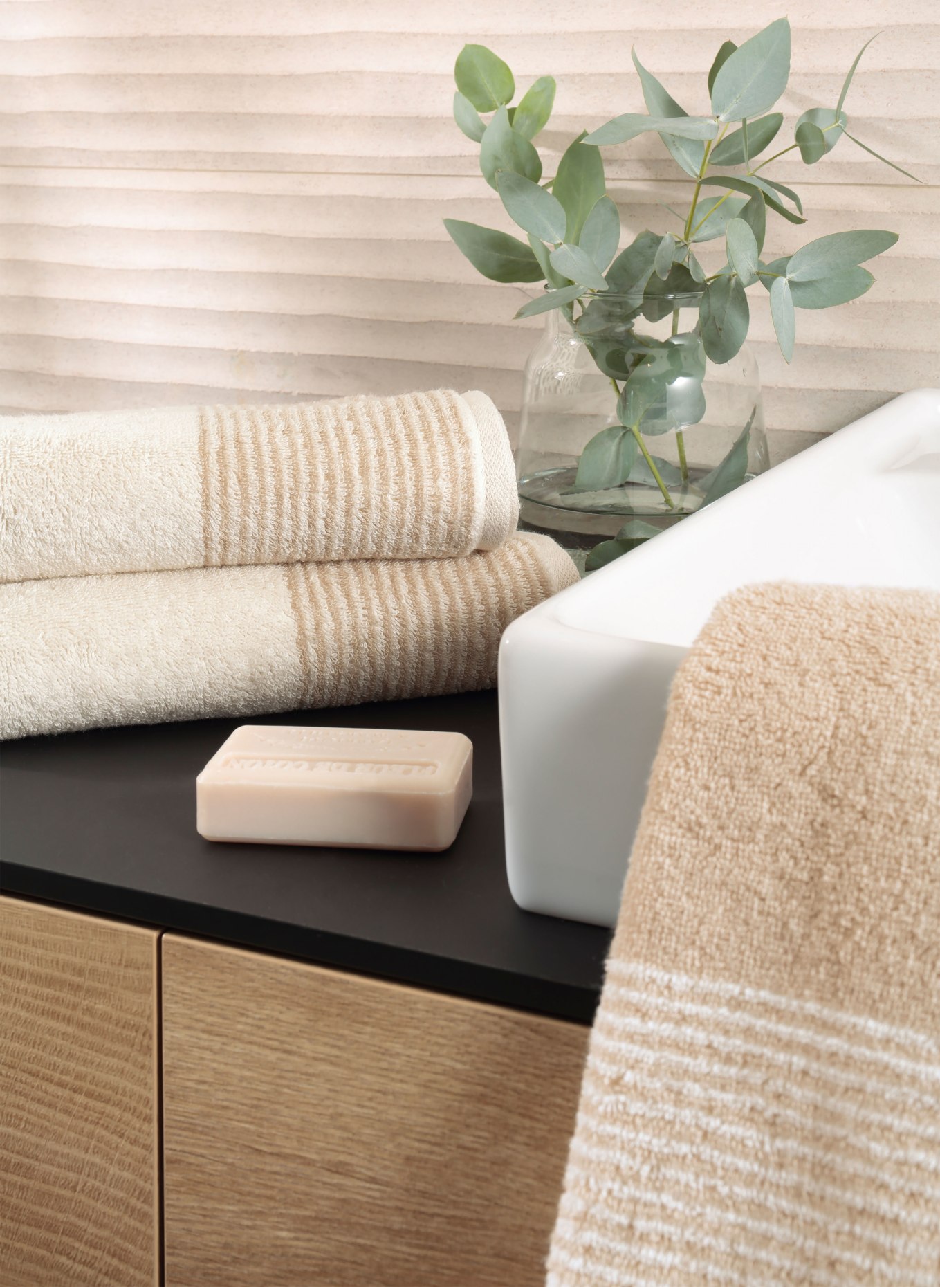 Cawö Serviette LUXURY HOME TWO-ONE: CRÈME / TAUPE