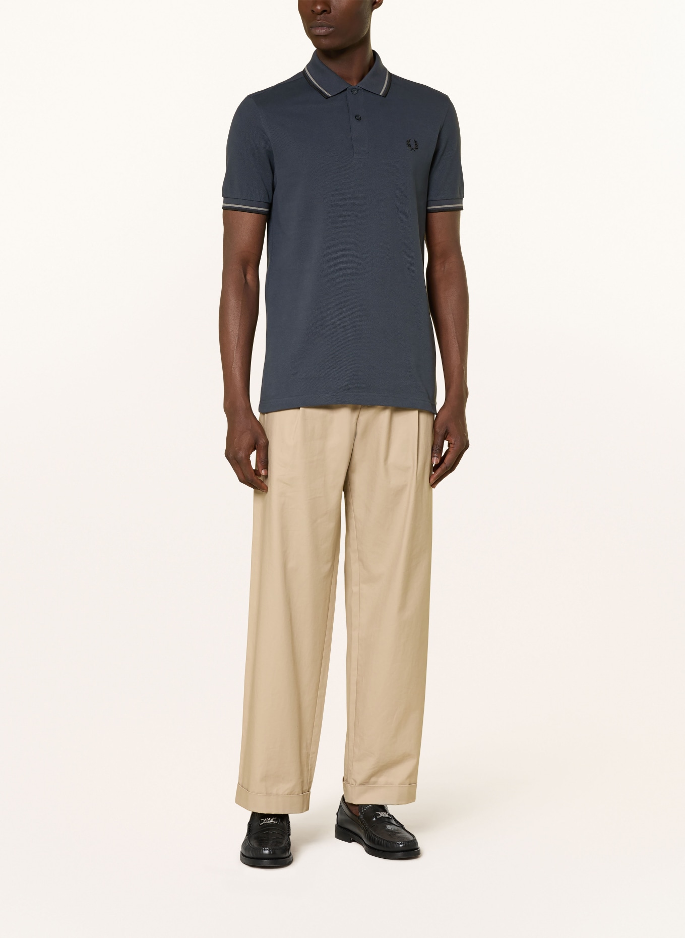 FRED PERRY Piqué-Poloshirt: DUNKELBLAU