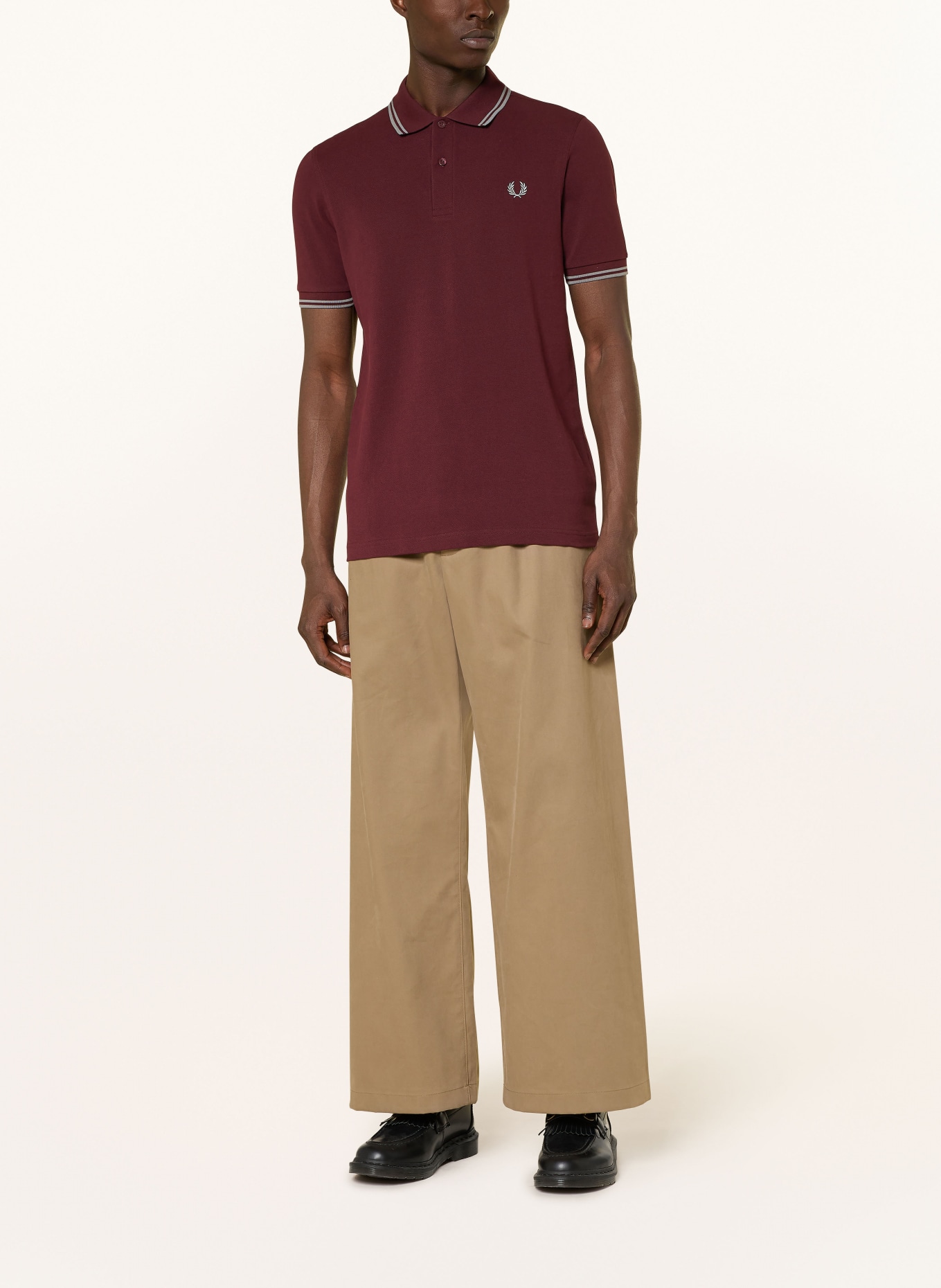 FRED PERRY Koszulka polo z pikowanym wzorem: CIEMNOCZERWONY