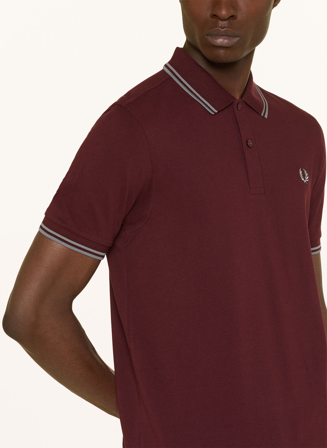 FRED PERRY Koszulka polo z pikowanym wzorem: CIEMNOCZERWONY