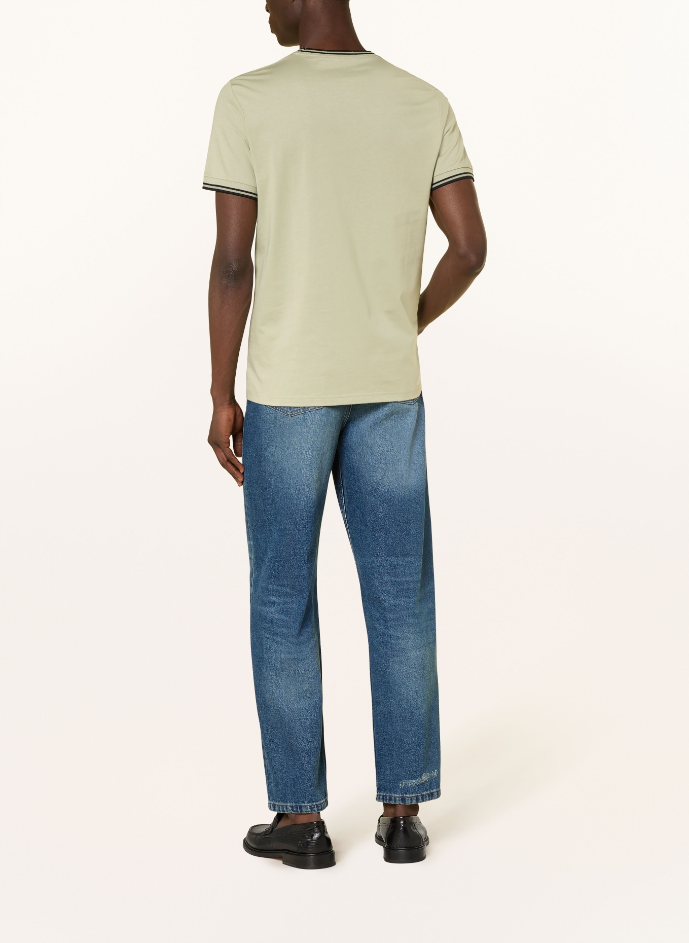 FRED PERRY T-Shirt: HELLGRÜN / SCHWARZ