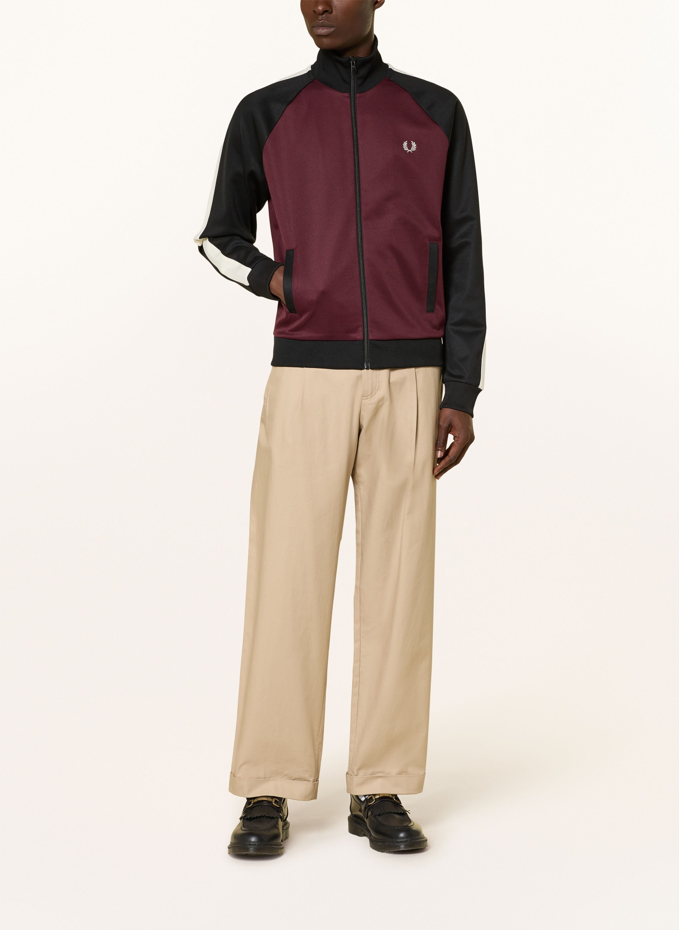 FRED PERRY sweatshirt: DARK RED / WHITE / BLACK