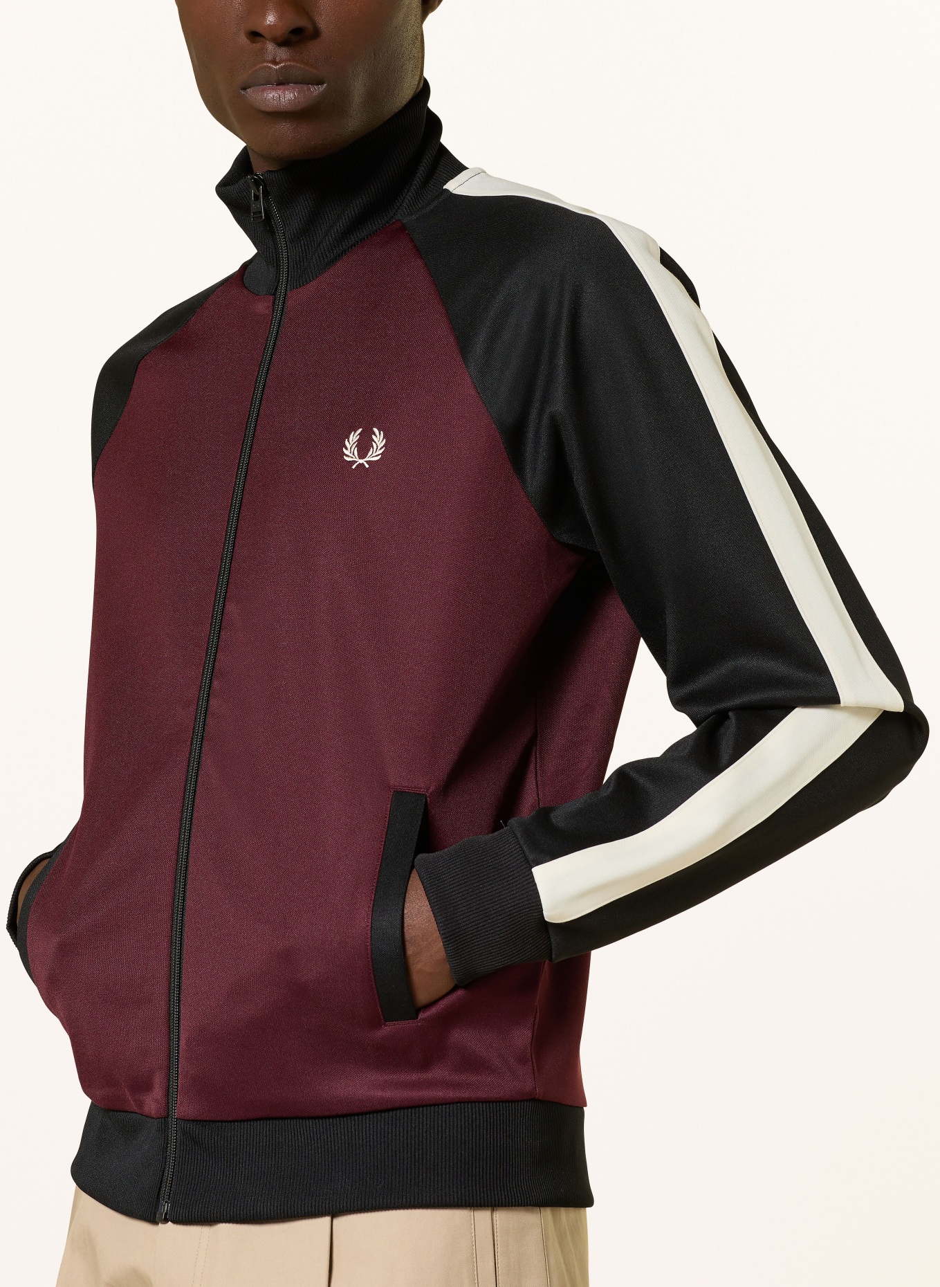 FRED PERRY sweatshirt: DARK RED / WHITE / BLACK