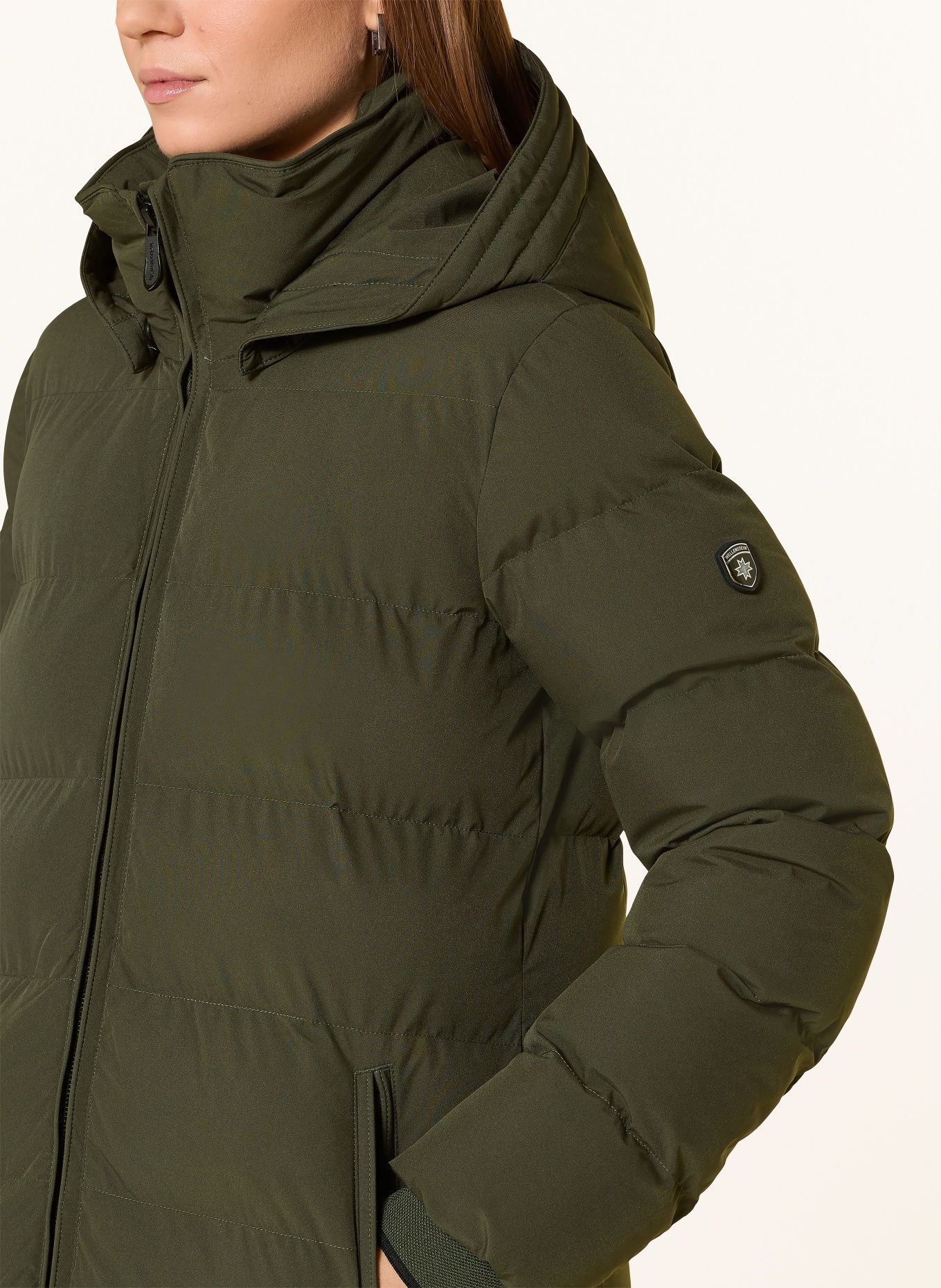 WELLENSTEYN Steppmantel GOLDMINE EXTRA LONG mit abnehmbarer Kapuze: DUNKELGRÜN