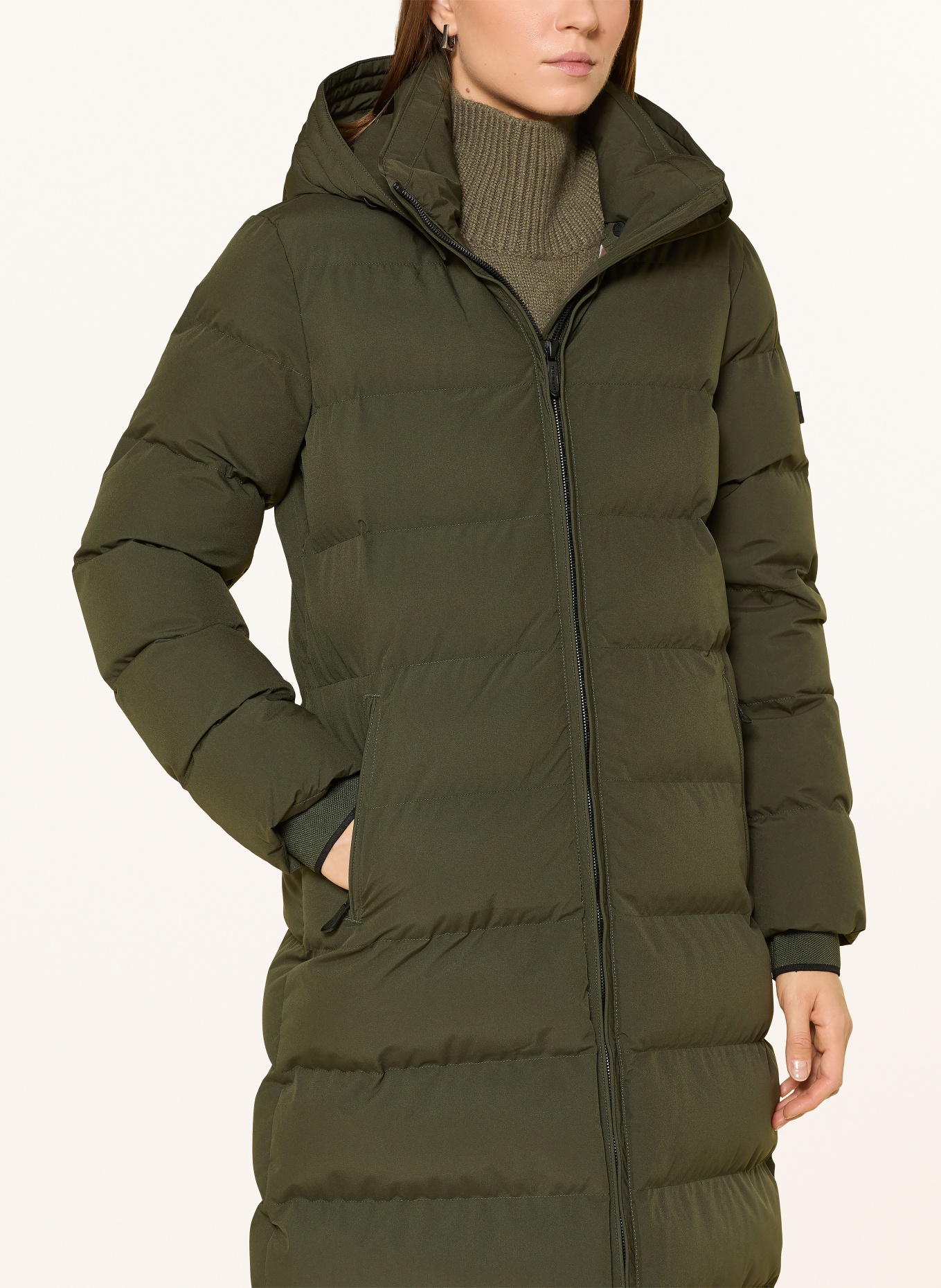 WELLENSTEYN Steppmantel GOLDMINE EXTRA LONG mit abnehmbarer Kapuze: DUNKELGRÜN