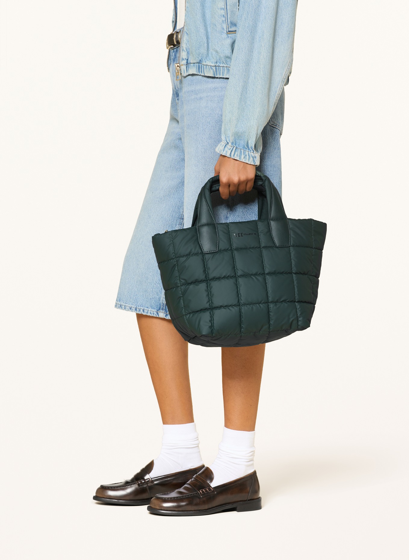Vee Collective Shopper PORTER TOTE SMALL mit Pouch: DUNKELGRÜN