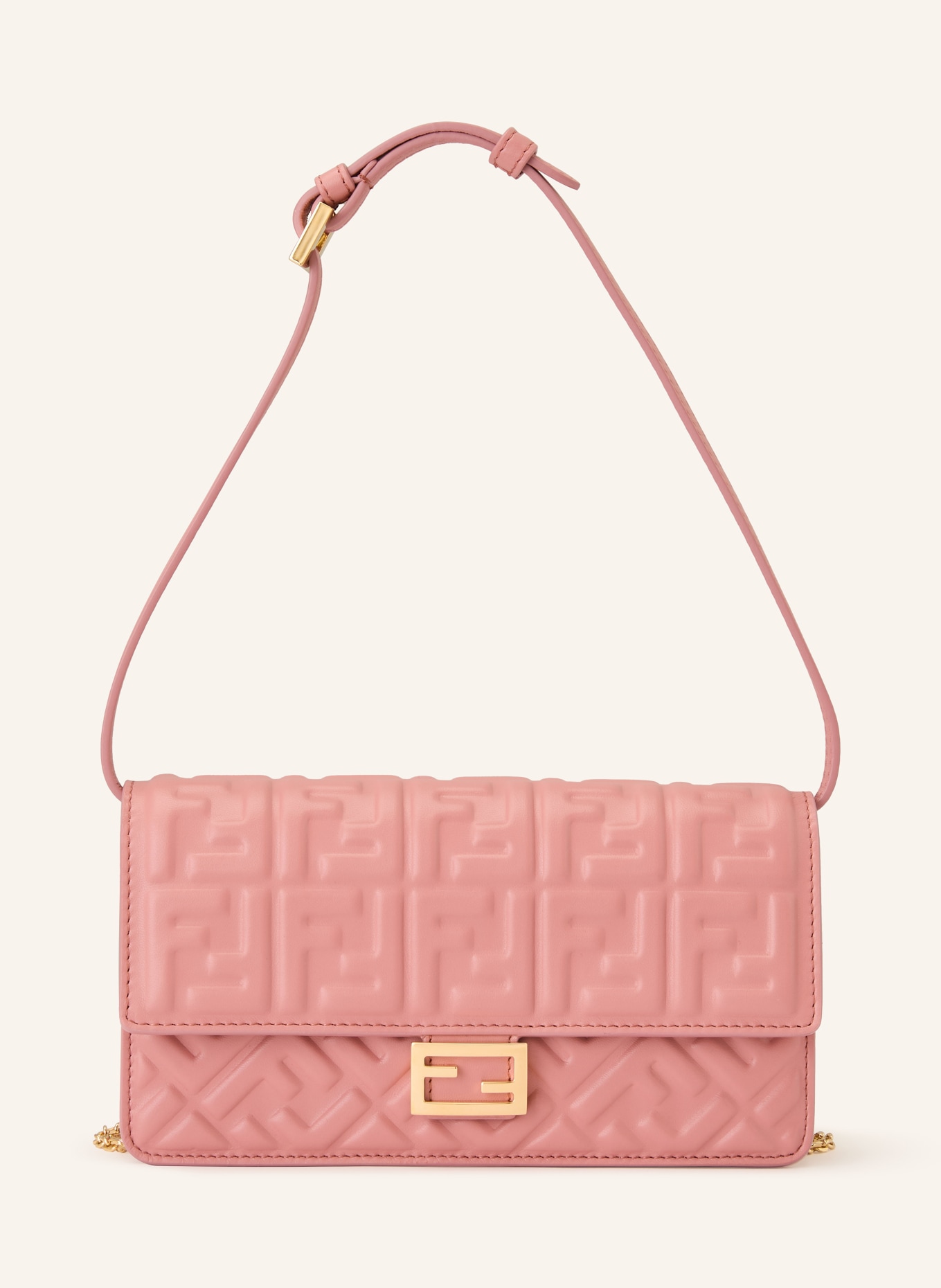 FENDI Geldbörse BAGUETTE zum Umhängen: ROSÉ / GOLD