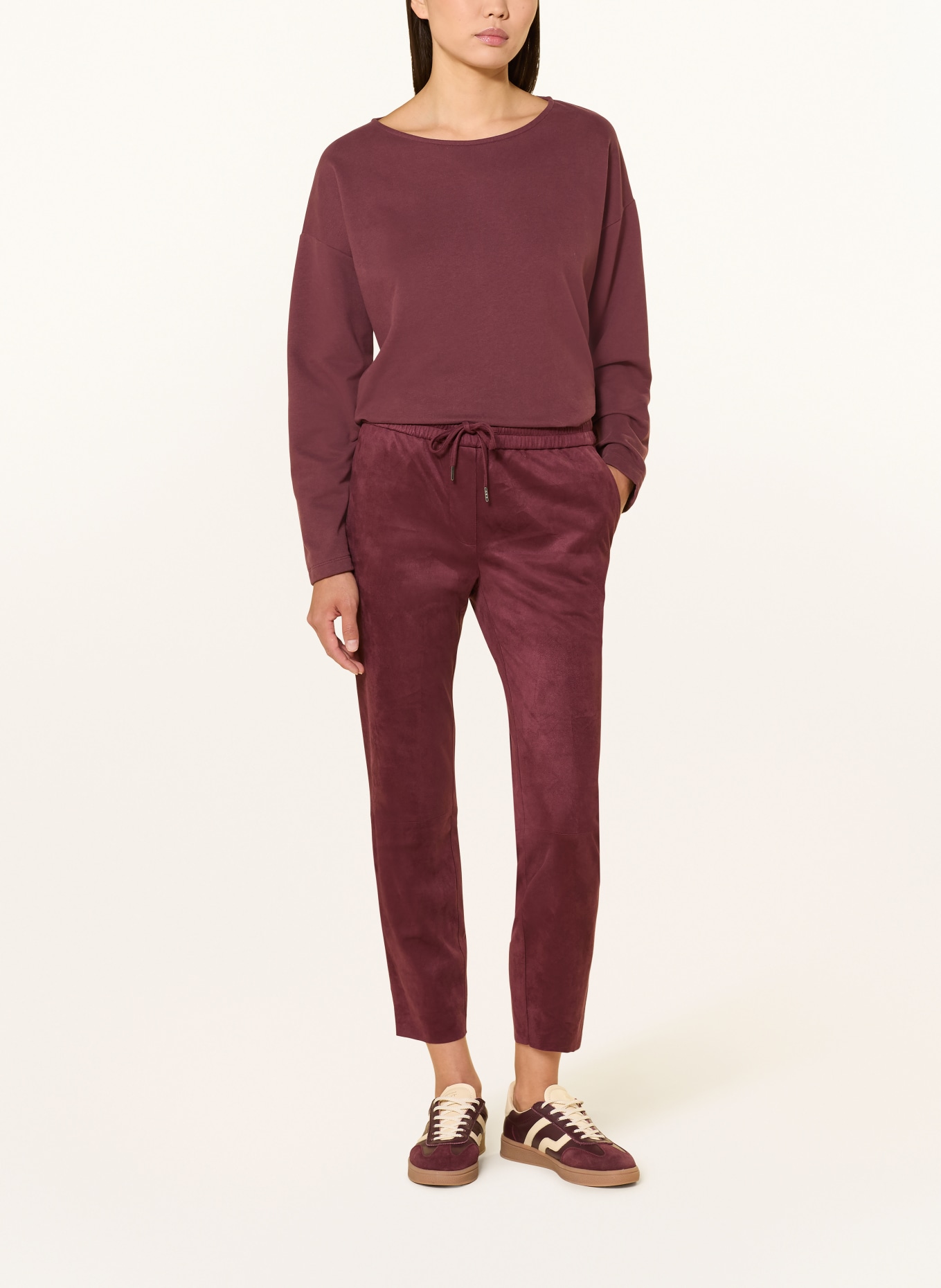 Juvia Hose im Jogging-Stil in Lederoptik: DUNKELROT