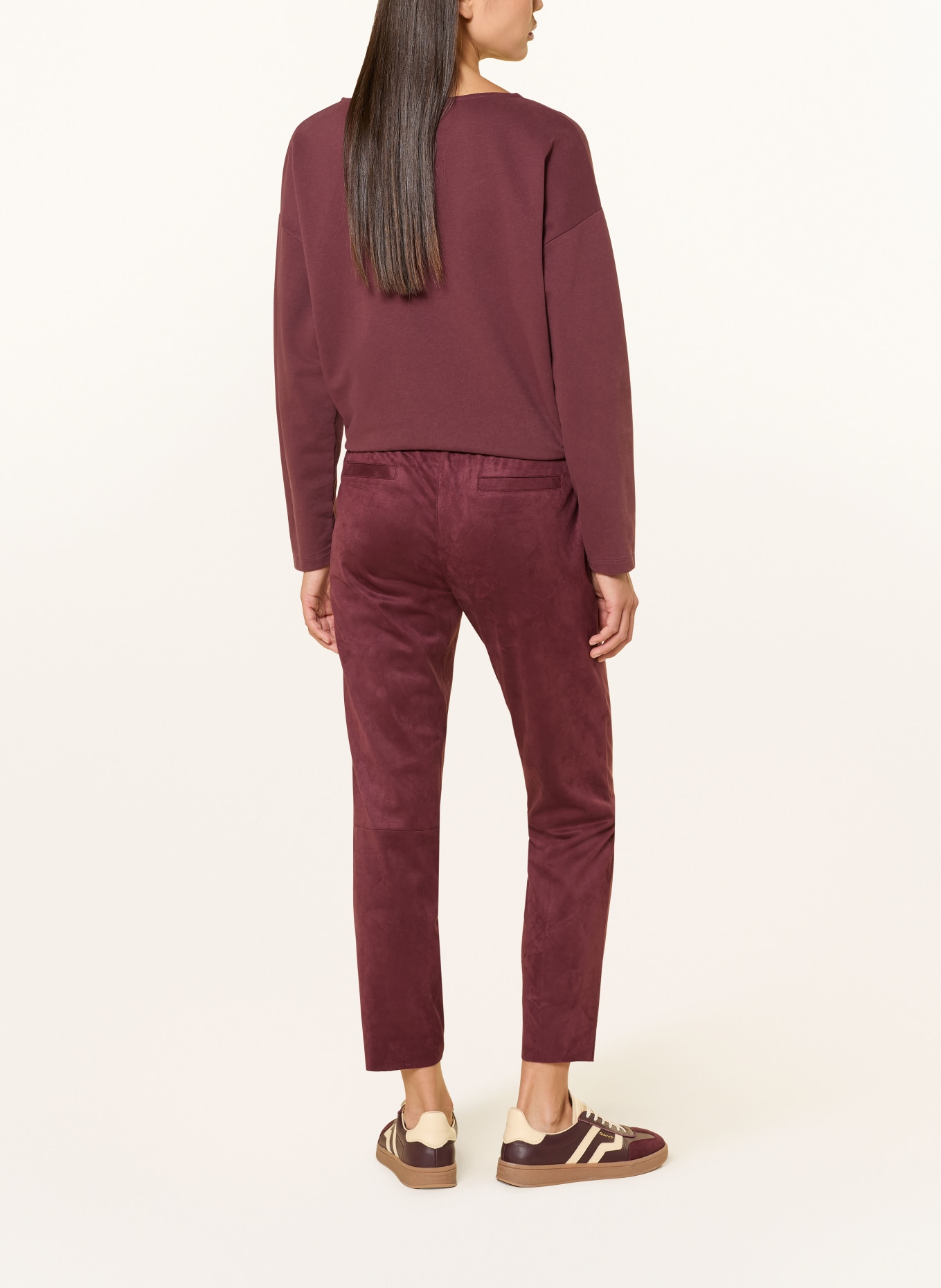 Juvia Hose im Jogging-Stil in Lederoptik: DUNKELROT