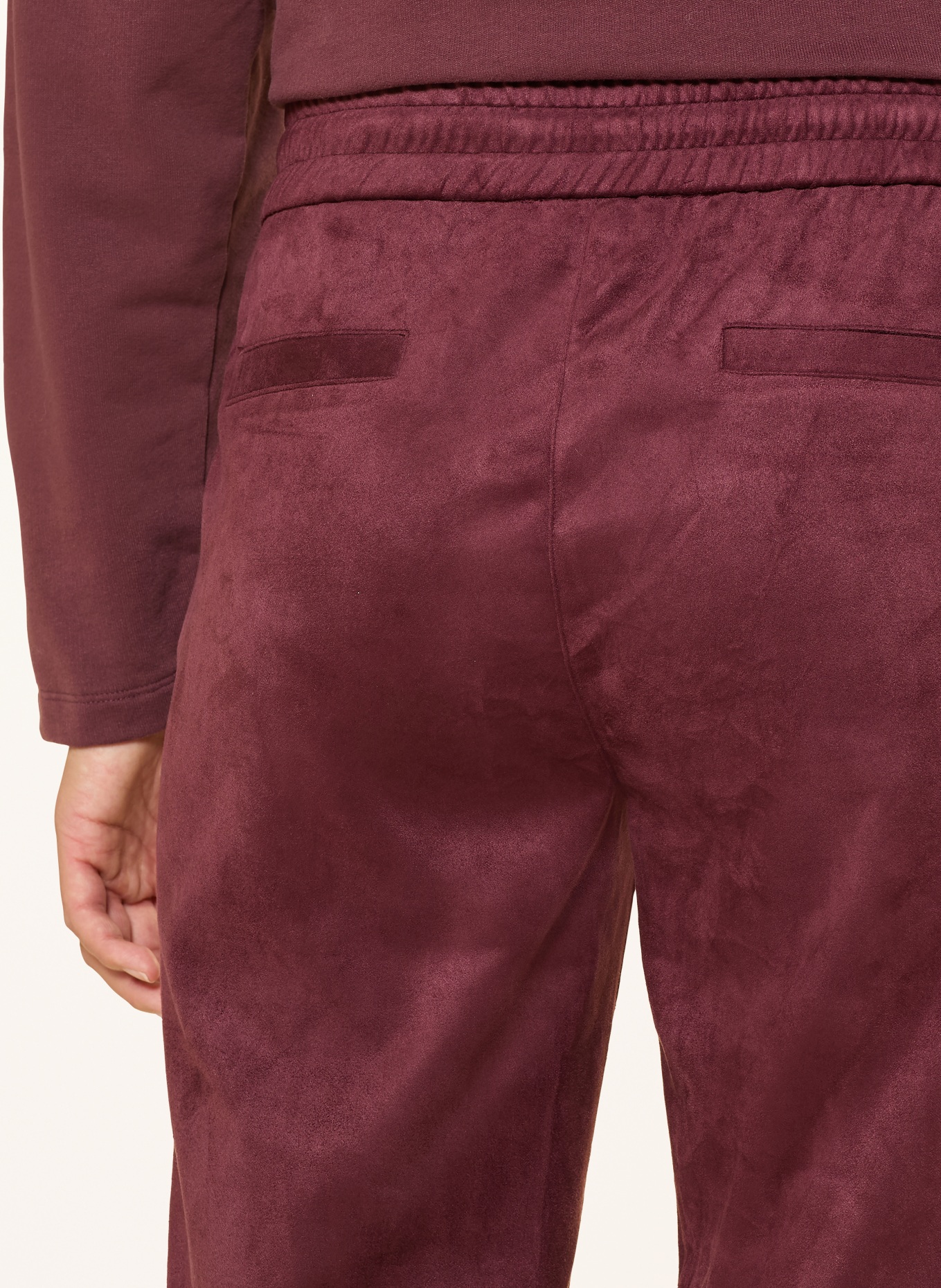 Juvia Hose im Jogging-Stil in Lederoptik: DUNKELROT