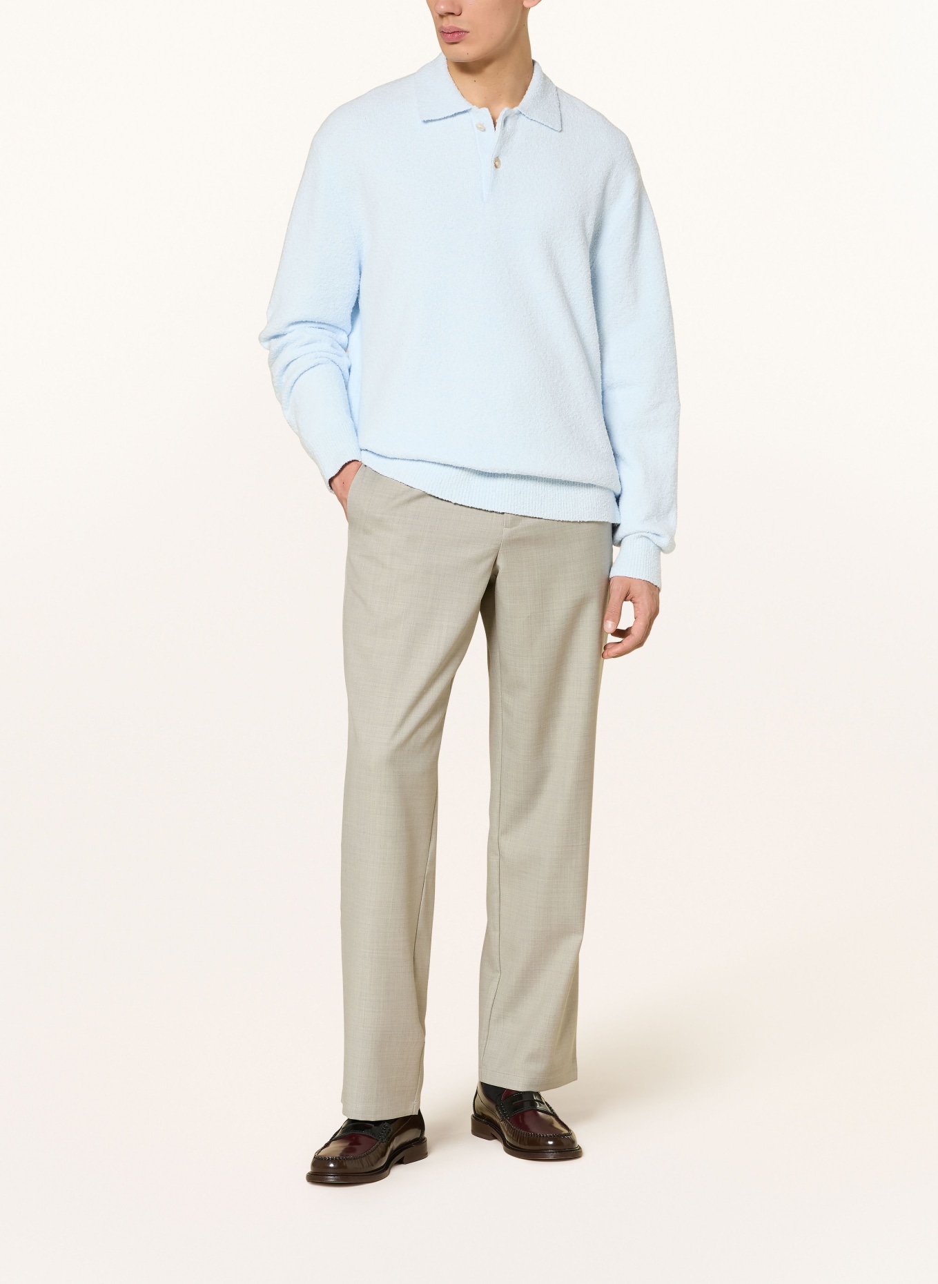 SAMSØE SAMSØE Strick-Poloshirt SANINO: HELLBLAU