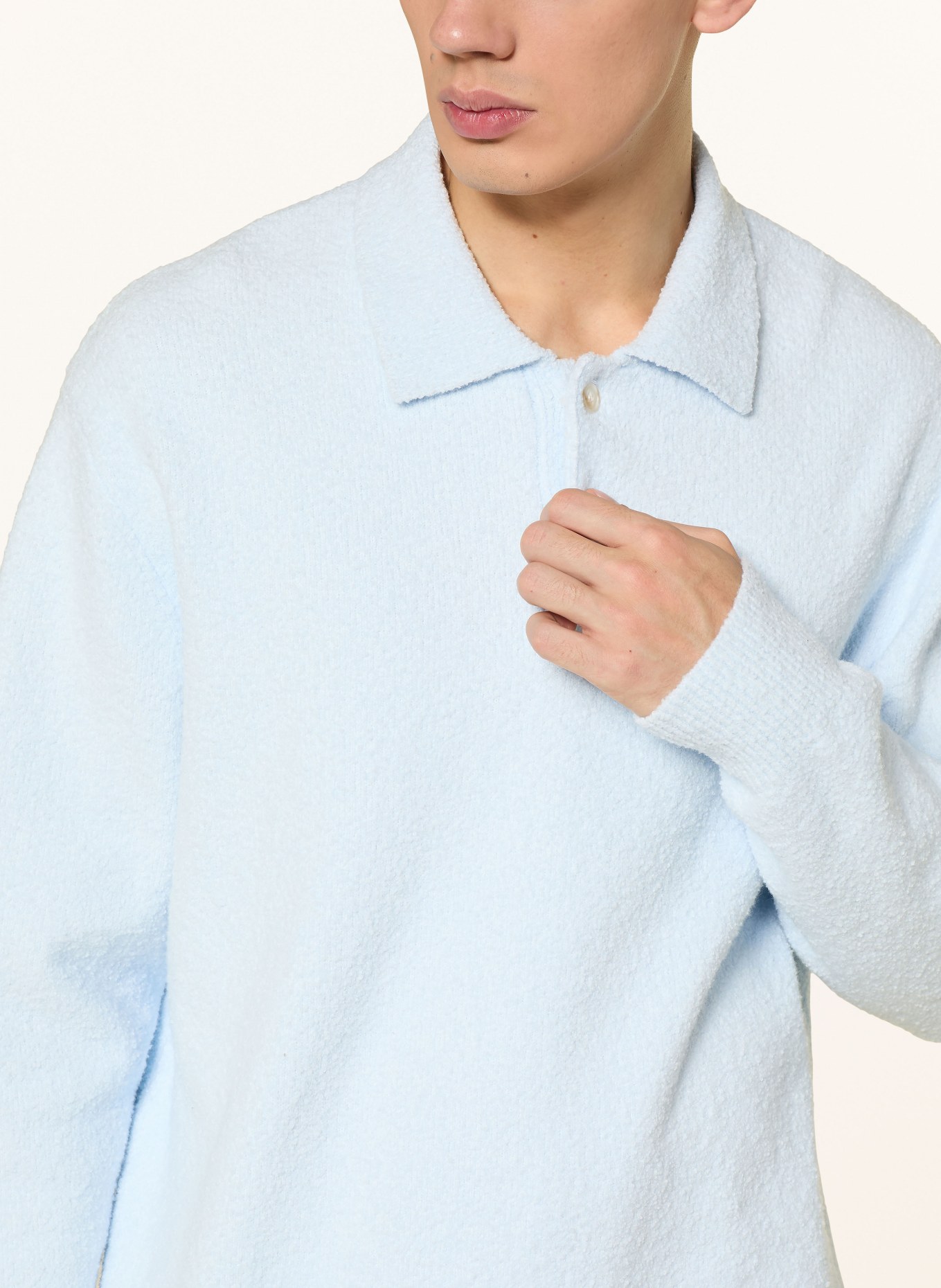 SAMSØE SAMSØE Strick-Poloshirt SANINO: HELLBLAU