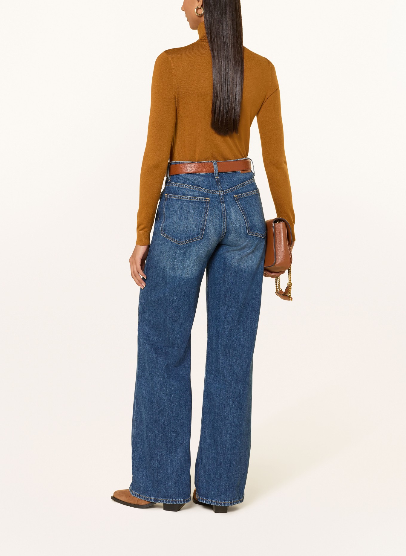 LAUREN RALPH LAUREN Rollkragenpullover mit Seide: COGNAC