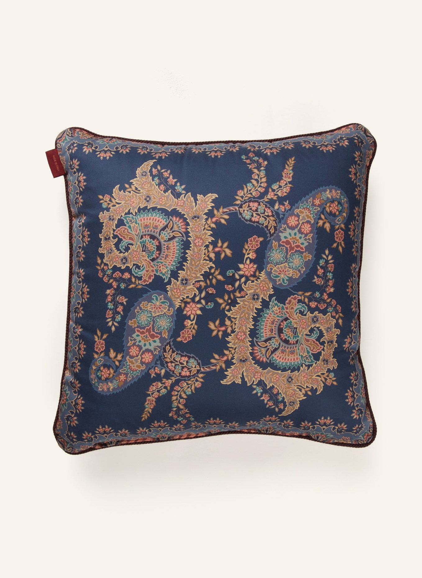 ETRO Home Dekoracyjna poduszka z satyny: GRANATOWY / ZŁOTY / BRĄZOWY