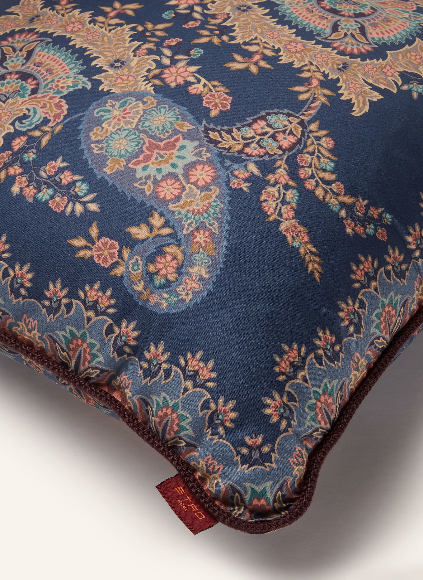 ETRO Home Dekoracyjna poduszka z satyny: GRANATOWY / ZŁOTY / BRĄZOWY