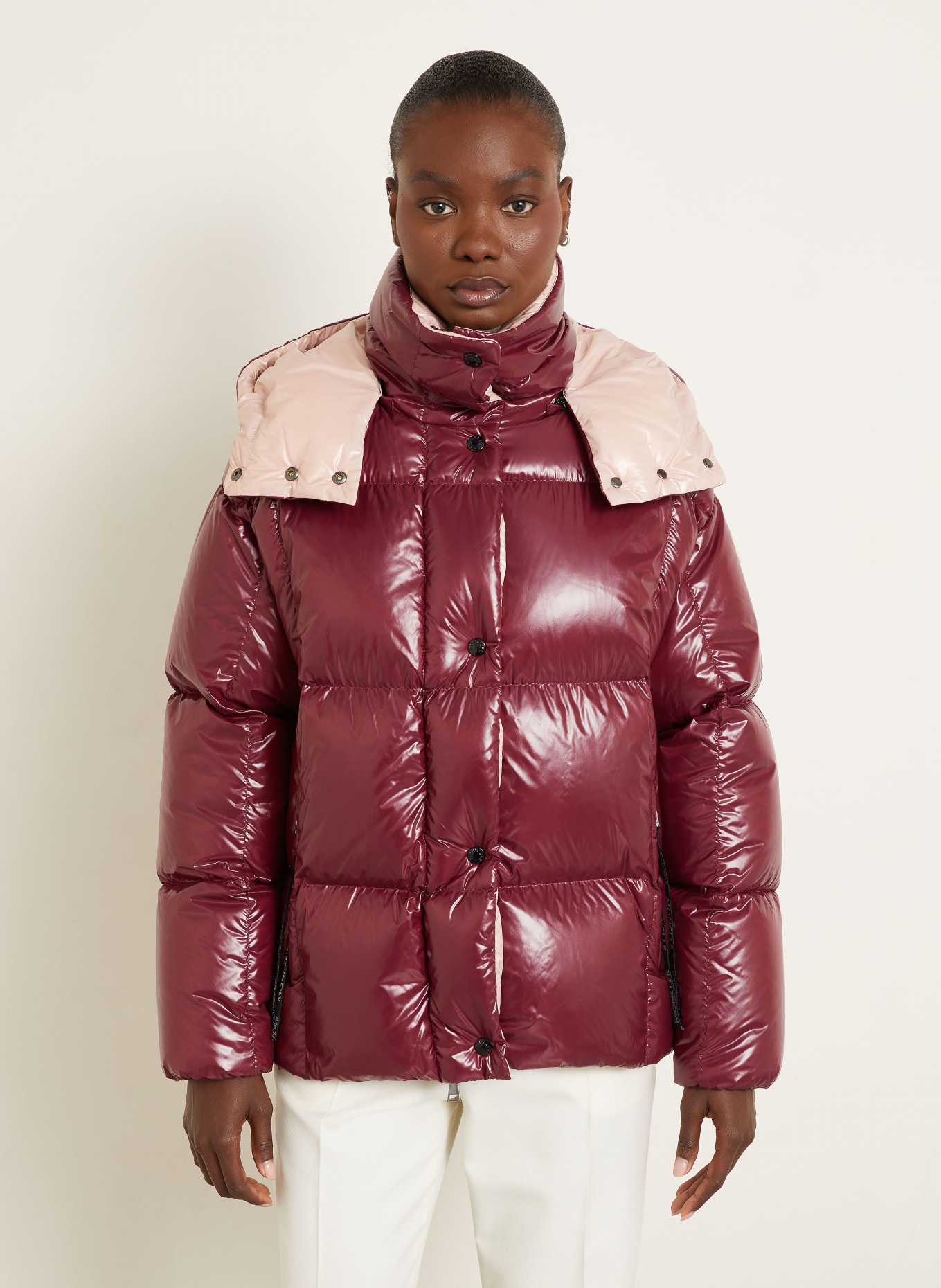 MONCLER Daunenjacke PARANA: DUNKELROT / HELLROSA