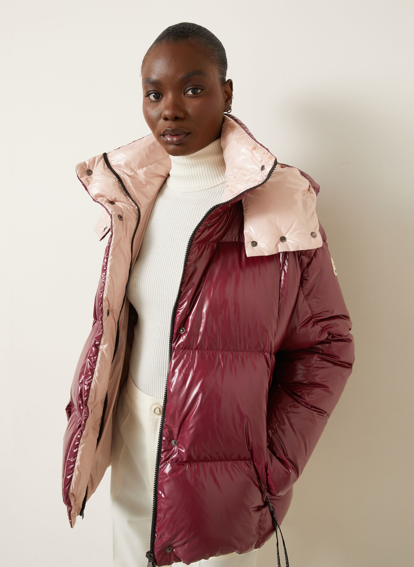 MONCLER Daunenjacke PARANA: DUNKELROT / HELLROSA