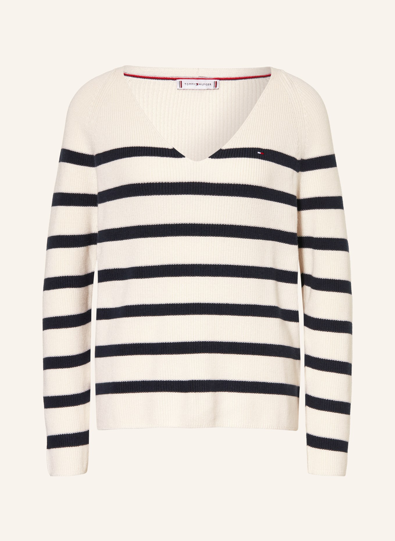TOMMY HILFIGER Pullover: WEISS / DUNKELBLAU